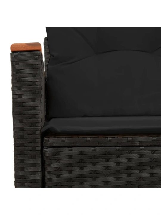 Dvivietė sodo sofa su pagalvėlėmis, juodos spalvos, poliratanas