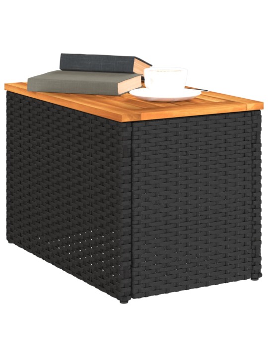 Šoniniai sodo staliukai, 2vnt., juodi, 55x34x37cm, poliratanas