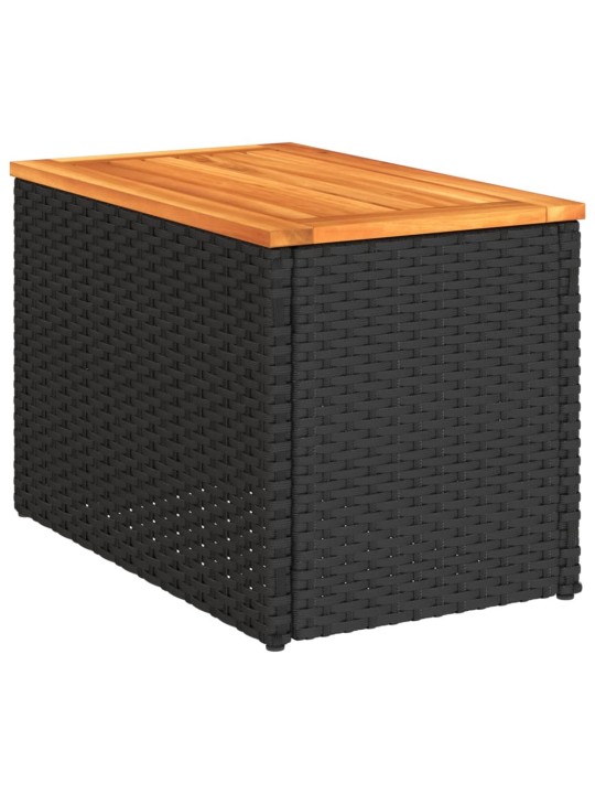 Šoniniai sodo staliukai, 2vnt., juodi, 55x34x37cm, poliratanas