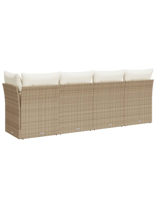 Keturvietė sodo sofa su pagalvėlėmis, smėlio, poliratanas