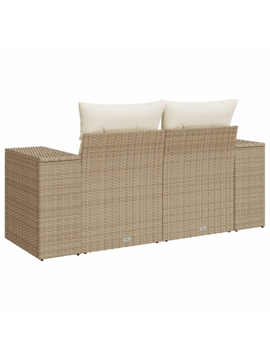 Dvivietė sodo sofa su pagalvėlėmis, smėlio spalvos, poliratanas
