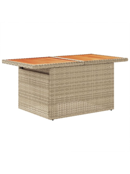 Sodo stalas, smėlio, 100x55x73cm, poliratanas/akacijos mediena