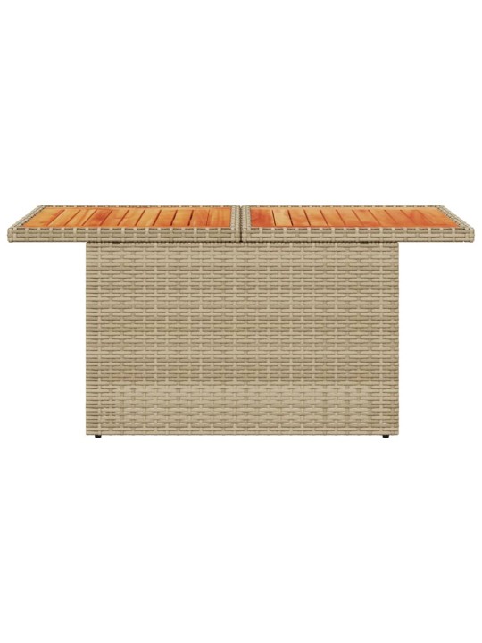 Sodo stalas, smėlio, 100x55x73cm, poliratanas/akacijos mediena