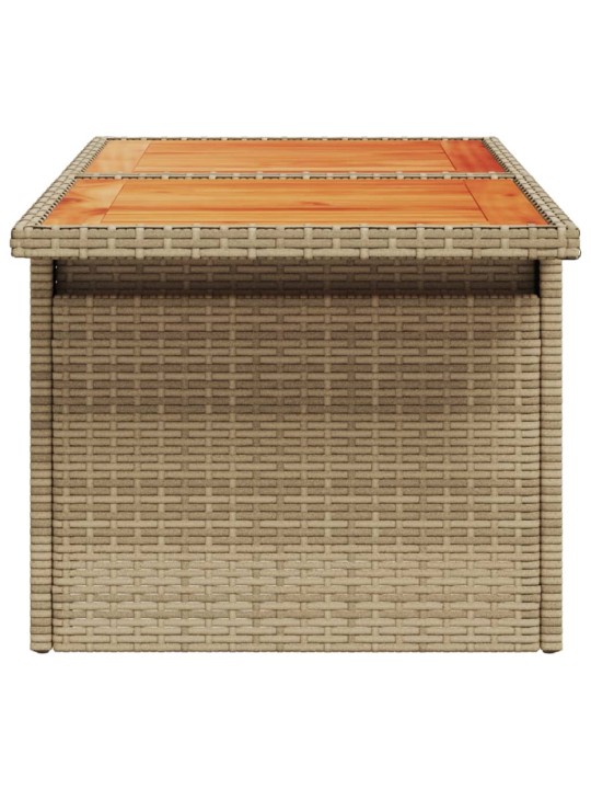 Sodo stalas, smėlio, 100x55x73cm, poliratanas/akacijos mediena