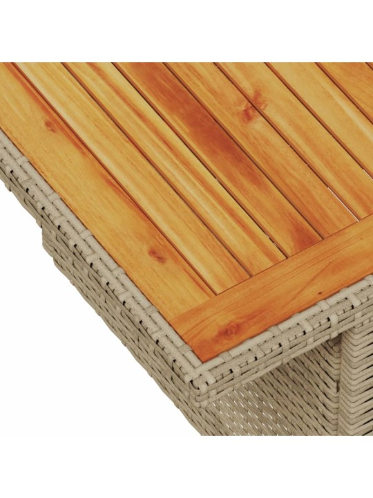 Sodo stalas, smėlio, 100x55x73cm, poliratanas/akacijos mediena
