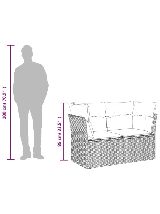 Dvivietė sodo sofa su pagalvėlėmis, smėlio spalvos, poliratanas