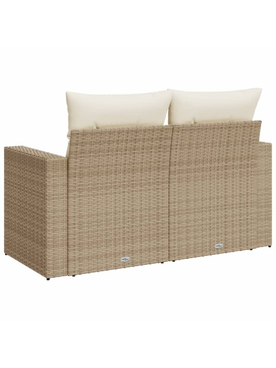 Dvivietė sodo sofa su pagalvėlėmis, smėlio spalvos, poliratanas