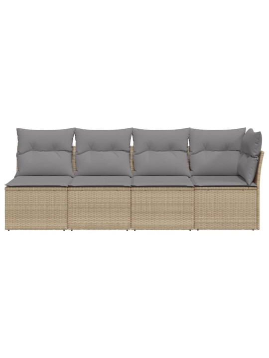 Keturvietė sodo sofa su pagalvėlėmis, smėlio, poliratanas