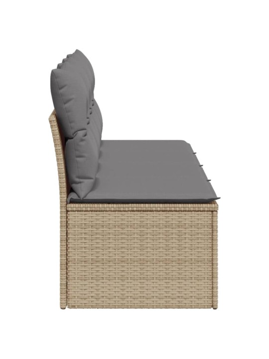 Keturvietė sodo sofa su pagalvėlėmis, smėlio, poliratanas