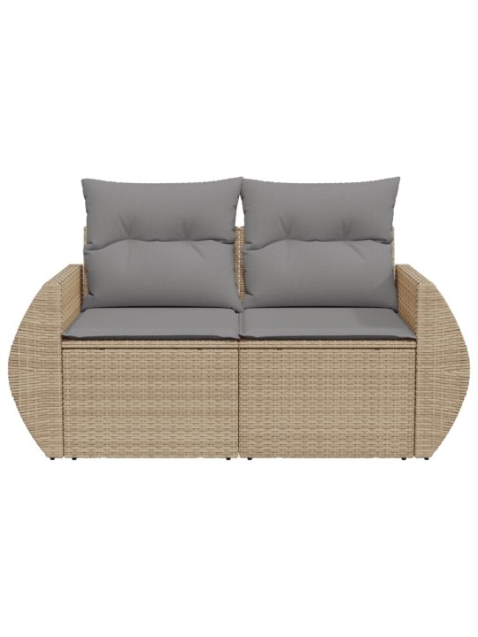 Dvivietė sodo sofa su pagalvėlėmis, smėlio spalvos, poliratanas