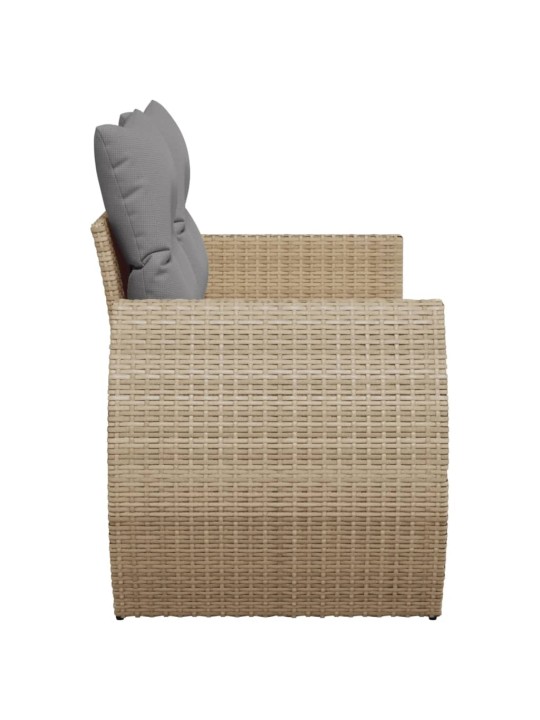 Dvivietė sodo sofa su pagalvėlėmis, smėlio spalvos, poliratanas