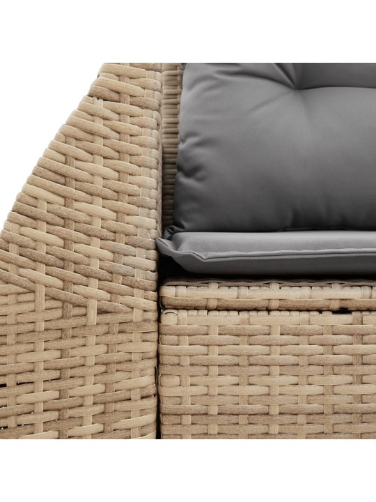 Dvivietė sodo sofa su pagalvėlėmis, smėlio spalvos, poliratanas