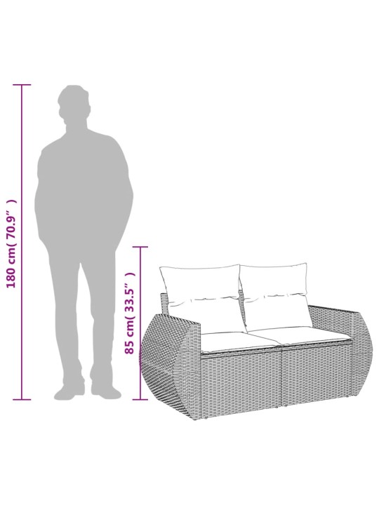 Dvivietė sodo sofa su pagalvėlėmis, smėlio spalvos, poliratanas