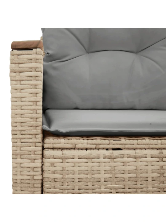 Dvivietė sodo sofa su pagalvėlėmis, smėlio spalvos, poliratanas