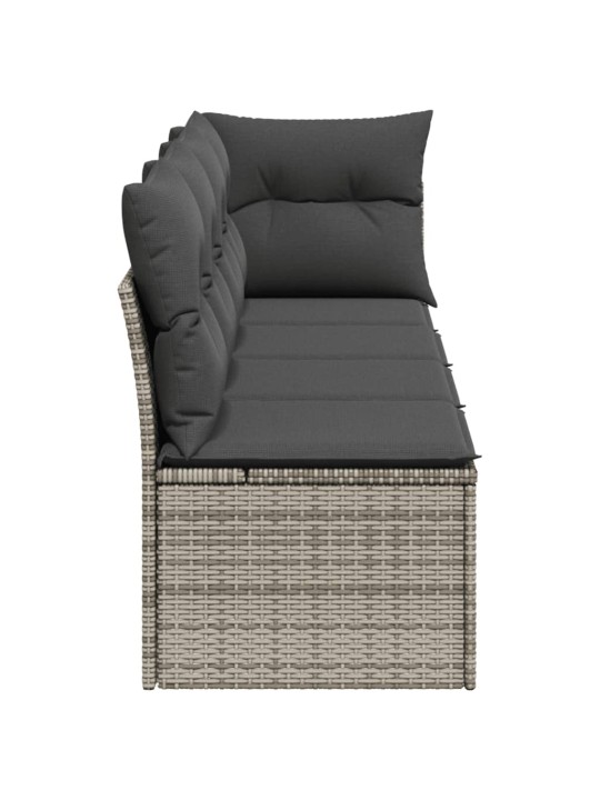 Keturvietė sodo sofa su pagalvėlėmis, pilka, poliratanas