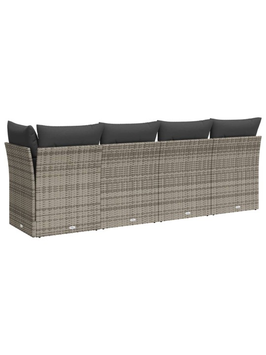 Keturvietė sodo sofa su pagalvėlėmis, pilka, poliratanas
