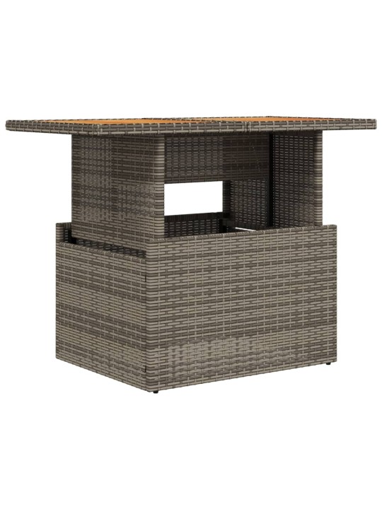 Sodo stalas, pilkas, 100x55x73cm, poliratanas/akacijos mediena