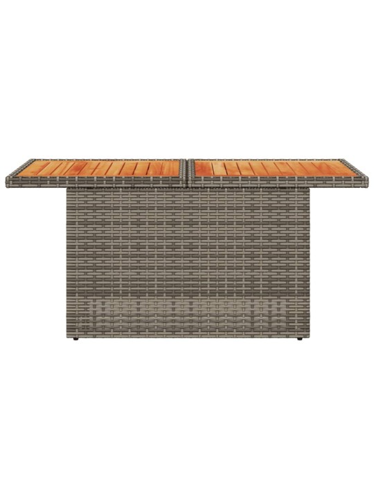 Sodo stalas, pilkas, 100x55x73cm, poliratanas/akacijos mediena