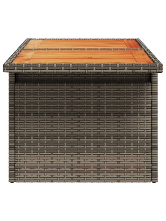Sodo stalas, pilkas, 100x55x73cm, poliratanas/akacijos mediena