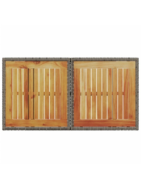 Sodo stalas, pilkas, 100x55x73cm, poliratanas/akacijos mediena