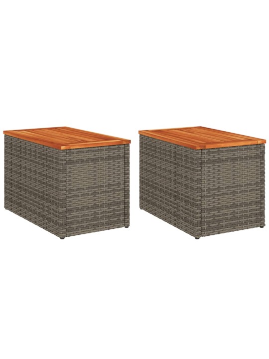 Šoniniai sodo staliukai, 2vnt., pilki, 55x34x37cm, poliratanas