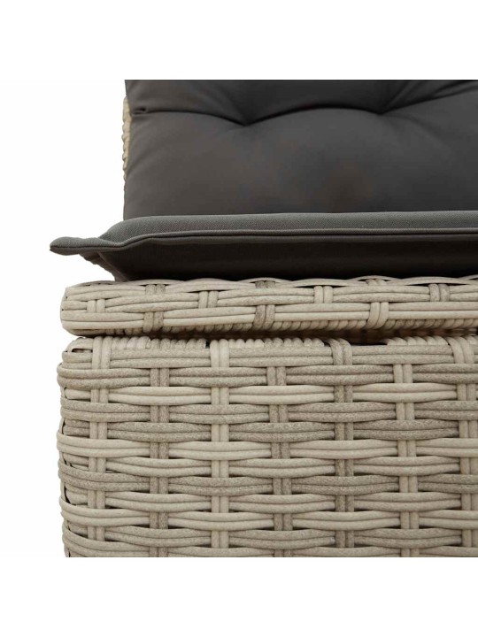 Keturvietė sodo sofa su pagalvėlėmis, pilka, poliratanas