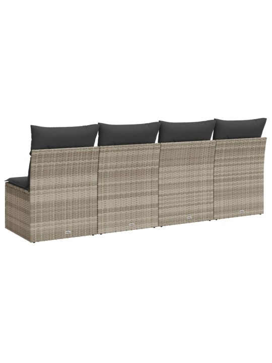 Keturvietė sodo sofa su pagalvėlėmis, pilka, poliratanas