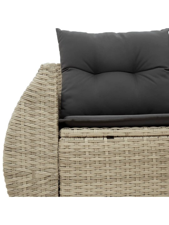 Dvivietė sodo sofa su pagalvėlėmis, šviesiai pilka, poliratanas