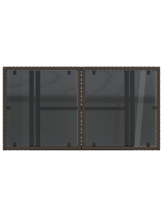 Stalas su stikliniu stalviršiu, rudas, 100x55x73cm, poliratanas