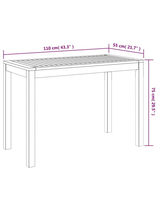 Sodo valgomojo stalas, 110x55x75cm, akacijos medienos masyvas