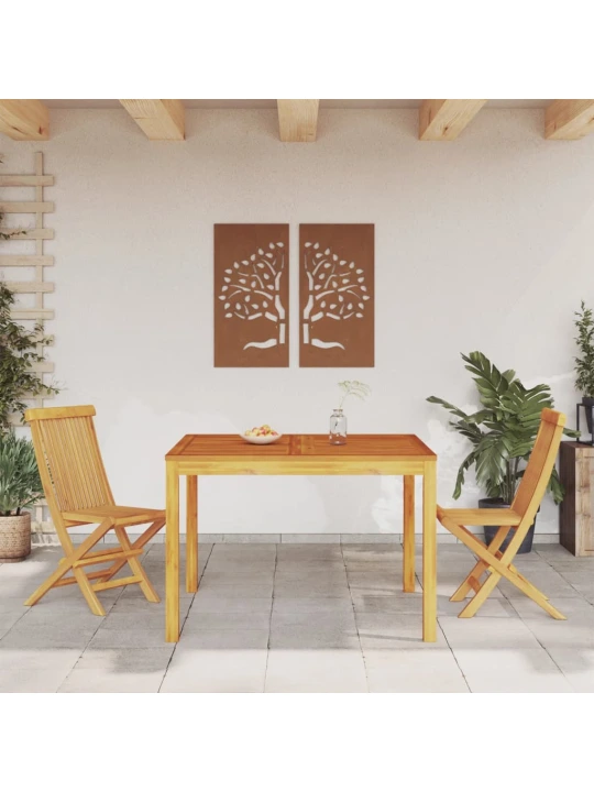 Sodo valgomojo stalas, 110x110x75cm, akacijos medienos masyvas
