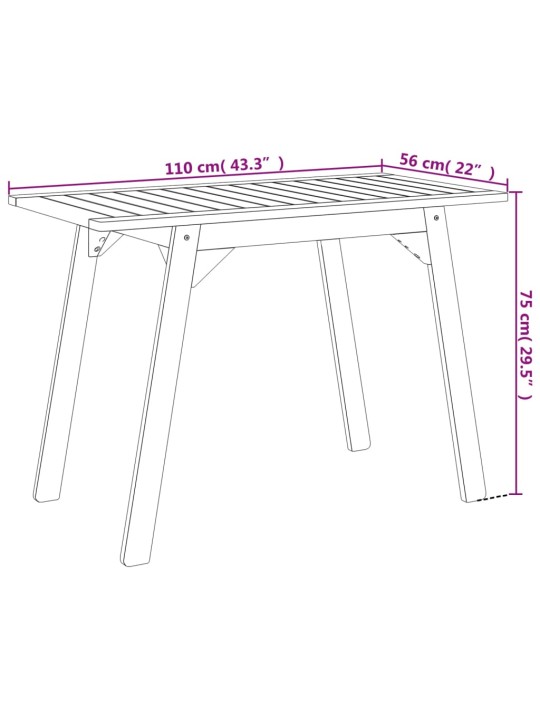 Sodo valgomojo stalas, 110x56x75cm, akacijos medienos masyvas