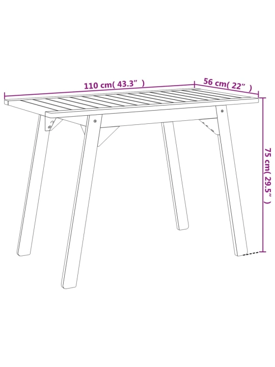 Sodo valgomojo stalas, 110x56x75cm, akacijos medienos masyvas