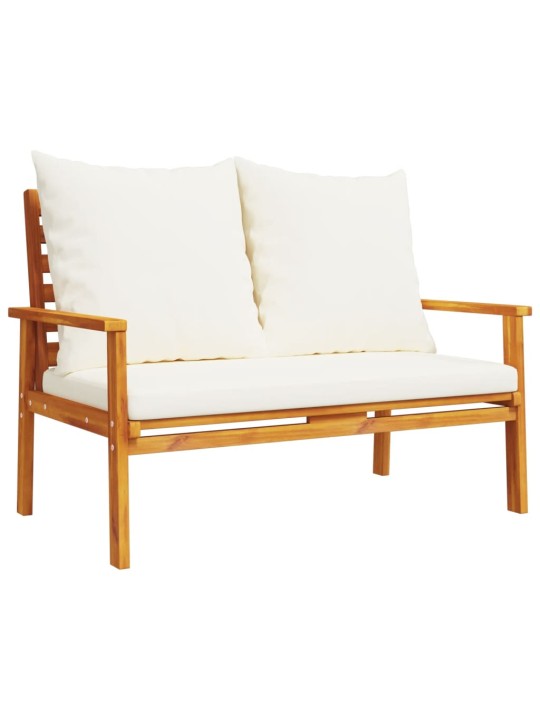 Sodo sofa-suoliukas su pagalvėlėmis, 120cm, akacijos masyvas