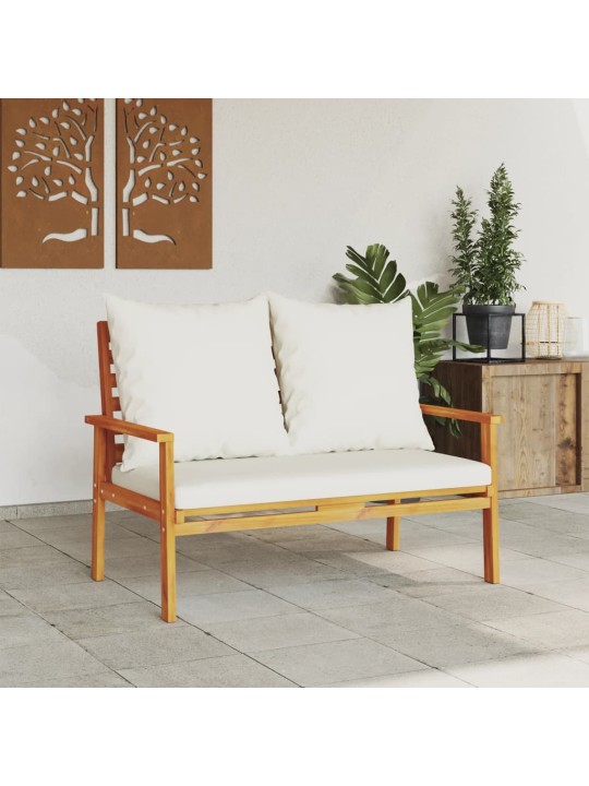 Sodo sofa-suoliukas su pagalvėlėmis, 120cm, akacijos masyvas
