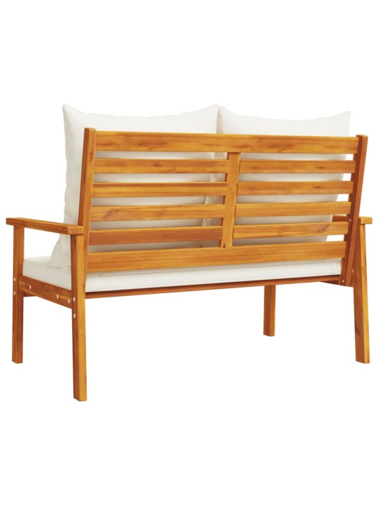 Sodo sofa-suoliukas su pagalvėlėmis, 120cm, akacijos masyvas