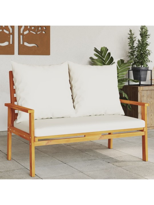 Sodo sofa-suoliukas su pagalvėlėmis, 120cm, akacijos masyvas