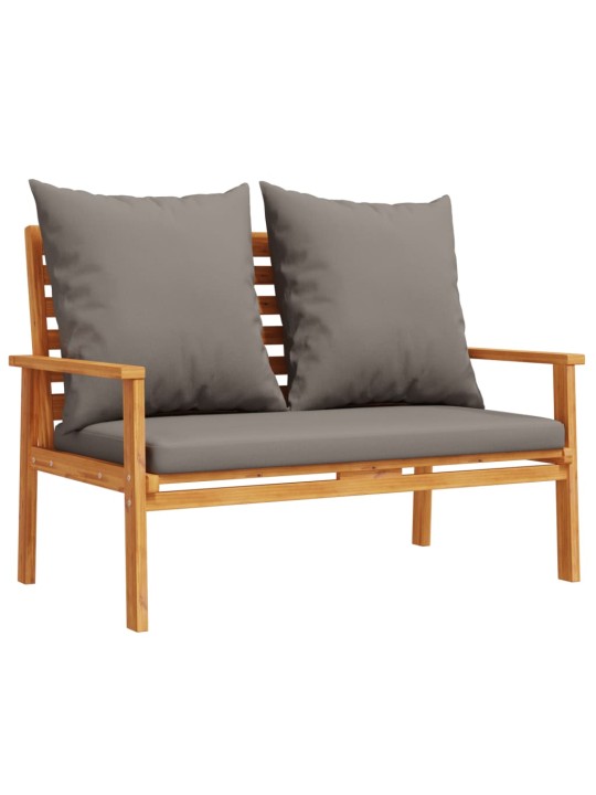 Sodo sofa-suoliukas su pagalvėlėmis, 120cm, akacijos masyvas