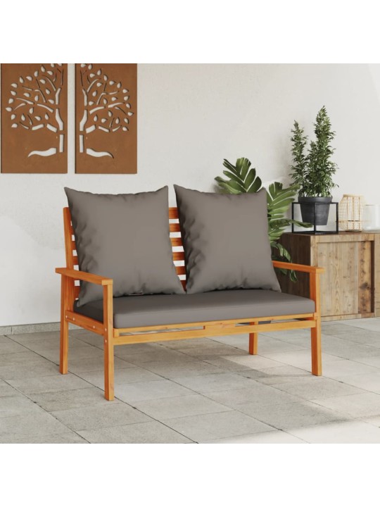 Sodo sofa-suoliukas su pagalvėlėmis, 120cm, akacijos masyvas