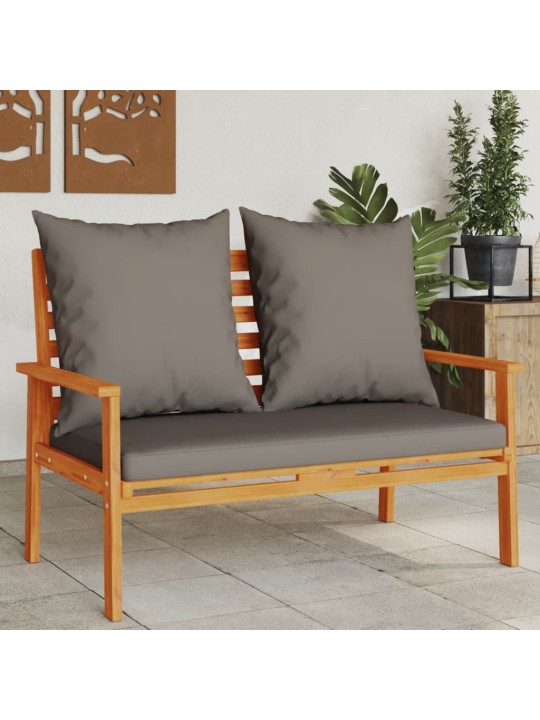 Sodo sofa-suoliukas su pagalvėlėmis, 120cm, akacijos masyvas
