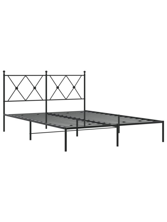 Metalinis lovos rėmas su galvūgaliu, juodos spalvos, 140x190cm
