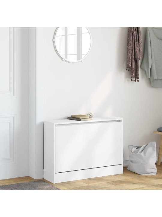 Spintelė batams, baltos spalvos, 80x21x57cm, apdirbta mediena