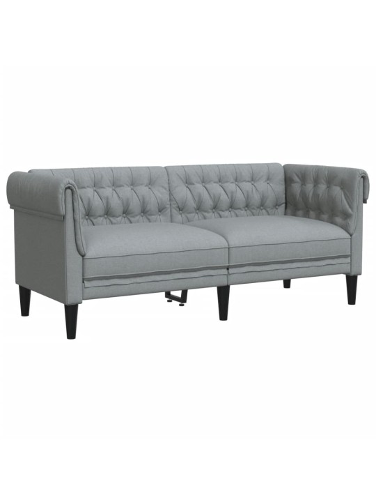 Dvivietė chesterfield sofa, šviesiai pilkos spalvos, audinys