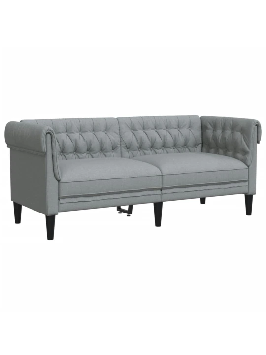 Dvivietė chesterfield sofa, šviesiai pilkos spalvos, audinys