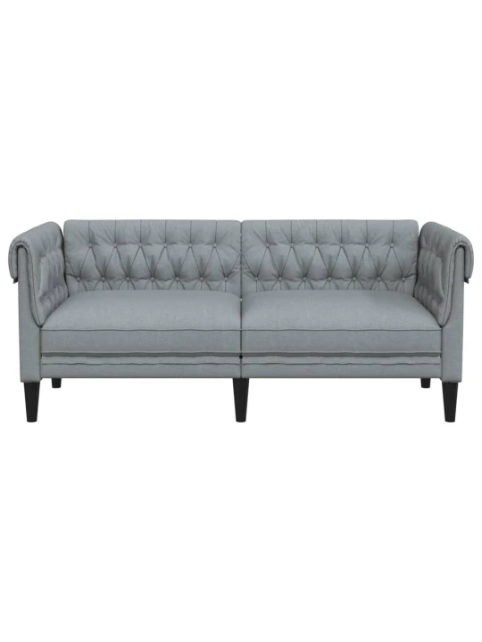 Dvivietė chesterfield sofa, šviesiai pilkos spalvos, audinys