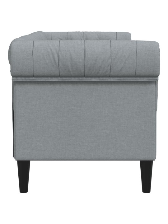Dvivietė chesterfield sofa, šviesiai pilkos spalvos, audinys