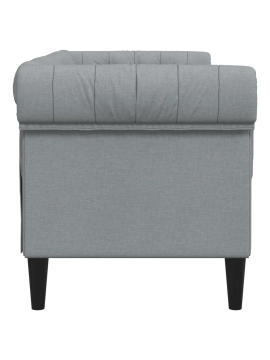 Dvivietė chesterfield sofa, šviesiai pilkos spalvos, audinys