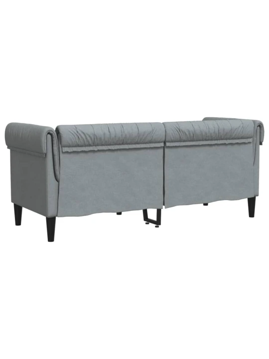 Dvivietė chesterfield sofa, šviesiai pilkos spalvos, audinys