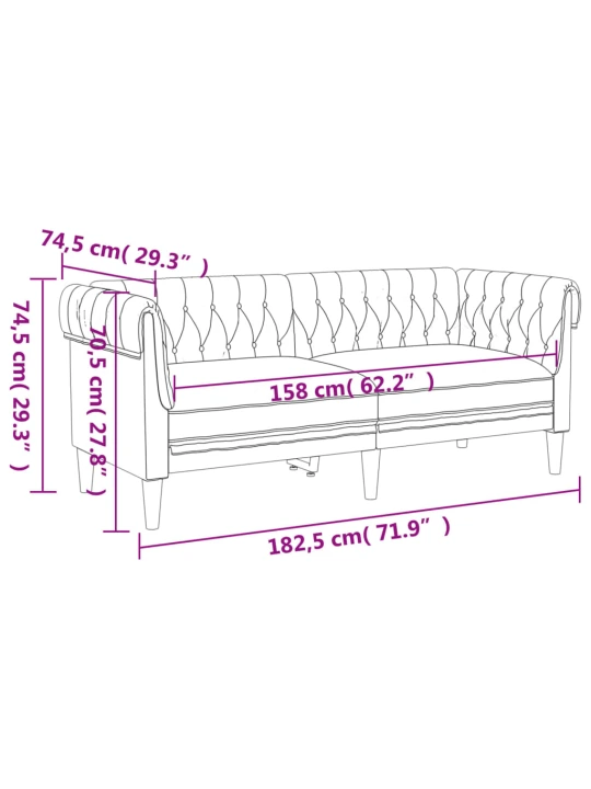 Dvivietė chesterfield sofa, šviesiai pilkos spalvos, audinys