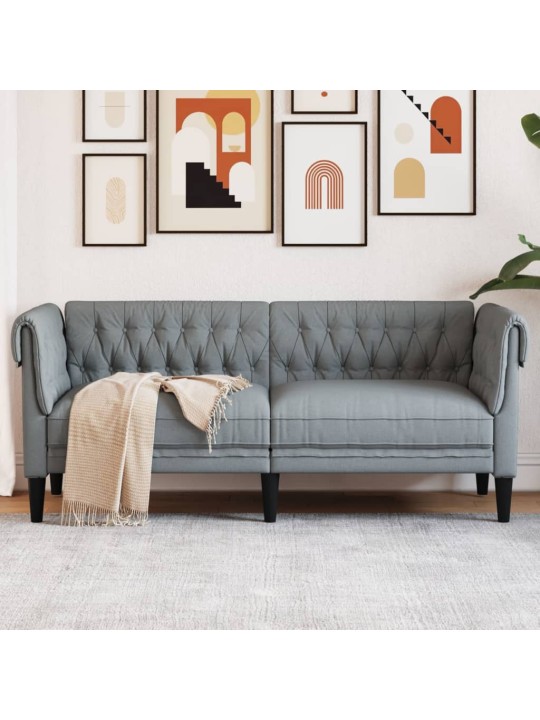 Dvivietė chesterfield sofa, šviesiai pilkos spalvos, audinys